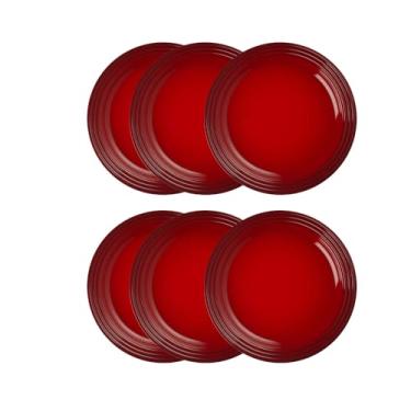 Imagem de Jogo de 12 Pratos Rasos de Cerâmica 22 cm Vermelho