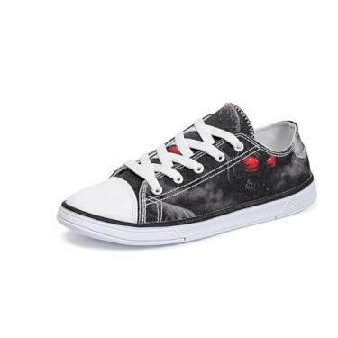 Imagem de FIRST DANCE Tênis feminino masculino com estampa de caveira, estampado, moderno, para adolescentes, meninos, meninas, estudantes, sapatos de lona para mulheres, Estilo 7, 38 BR