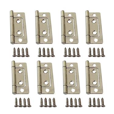 Imagem de QCAA Dobradiça de aço durável sem encaixe, para peito, caixa e móveis de armário vintage, 5 cm x 2,3 cm, níquel, pacote com 8, feito em Taiwan