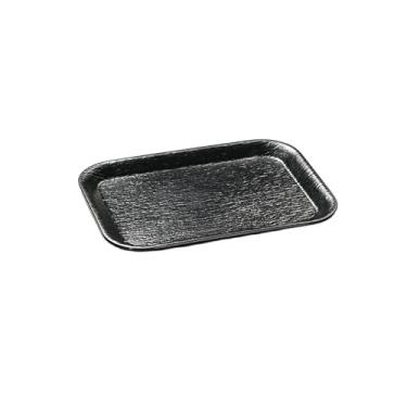 Imagem de Bandeja antiderrapante com padrão de pedra preta retangular de imitação comercial japonesa - bandeja de canto arredondada de 33 cm