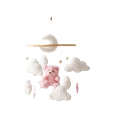 Imagem de Móbile De Berço De Madeira Para Bebê, Urso De Desenho Animado Em Feltr