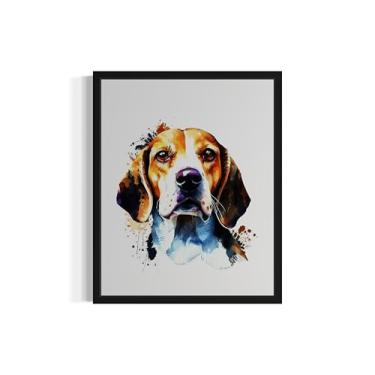 Imagem de Pôster impresso de arte de cachorro Beagle, pintura de parede aquarela respingo arte pop para quarto sala de estar banheiro filhotes decoração 72 (Beagle, 20 x 25 cm, sem moldura)