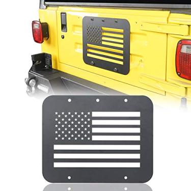 Imagem de Placa de remoção de pneu de reserva Hooke Road, capa de placa de ventilação com bandeira americana para Jeep Wrangler TJ YJ 87-06