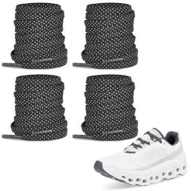 Imagem de NDTEZUGT 2 pares de cadarços para tênis ON Cloudmonster, cordões de substituição de 7 mm de poliéster duplo de bolinhas, Preto, 39"/100cm