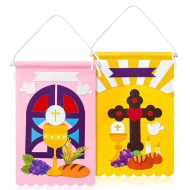 Imagem de Kit de faixa de Primeira Comunhão (2 peças) – Decorações de Sagrada Comunhão Personalizadas DIY Decorações de Artesanato de Feltro para Meninos e Meninas – Inclui Faixa de Primeira Comunhão e