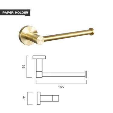 Imagem de Conjunto de Toalheiros Dourados Escovados - Suporte de Papel de Parede em Aço Inoxidável com Ganchos para Roupão | Kit de Banheiro com 3 Peças, Suporte de Papel