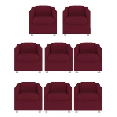 Imagem de Kit 8 Poltronas Bia Decorativa Reforçada Recepção Clinica Salão Sala De Estar Suede Marsala