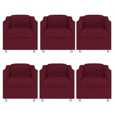 Imagem de Kit 6 Poltronas Bia Decorativa Reforçada Recepção Clinica Salão Sala De Estar Suede Mar...