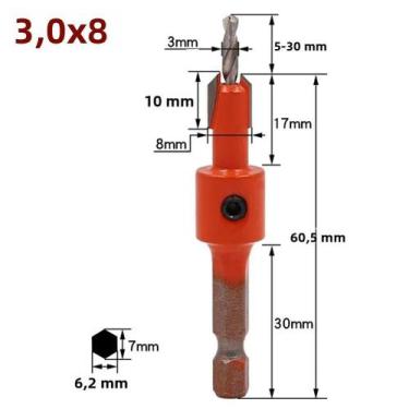Imagem de Broca Escareadora De Madeira Com Haste Sextavada, Broca Escalonada, Br
