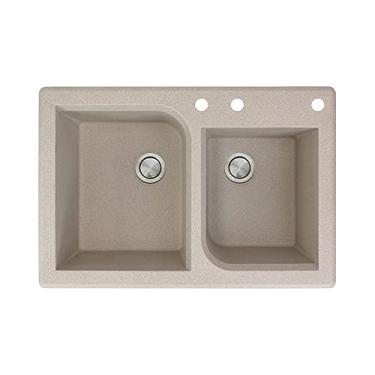 Imagem de Transolid RTDO3322-16-ABD pia de cozinha com 3 furos de granito com raio duplo, 83,8 cm x 55,8 cm x 22,8 cm, café latte