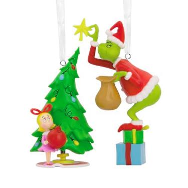 Imagem de Hallmark Ornamentos do Dr. Seuss's How the Grinch Stole Christmas! Cindy-Lou Who e Grinch, conjunto de 2