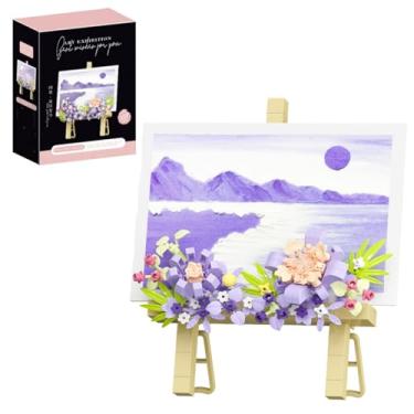 Imagem de WULOBOOI Mini Flowers Picture Frame Building Set, Desk Decor Block Easel for Message Stickers and Painting Photo Frame, Purple Lotus Flower Bouquet Building Toys Gifts for Her