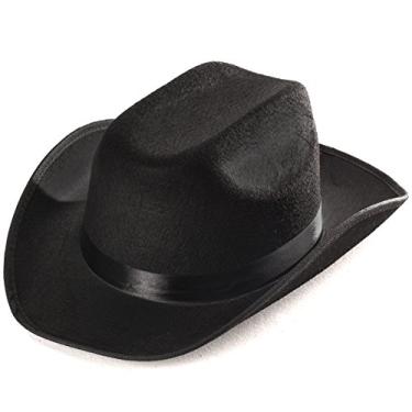 Imagem de Funny Party Hats Chapéu de cowboy preto - chapéu de cowboy - chapéu ocidental - chapéu de cowboy adulto unissex - acessórios de fantasia de cowboy