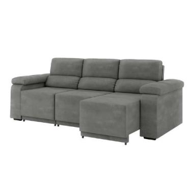 Imagem de Sofá Retrátil Desmontável Suede 2,10m Cinza - SELMER ESTOFADOS