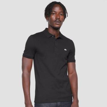 Imagem de Camisa Polo Lacoste Slim Fit Masculina, Preto, P