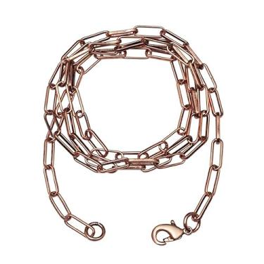 Imagem de Colar de corrente de cobre puro feito à mão para pingente, corrente de elos, colar de corrente com fecho de garra de lagosta unissex, 24 Inches, Cobre, Sem Pedra Preciosa