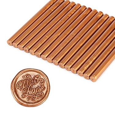 Imagem de Yoption 15 peças de adesivos de cera, para selar a cera, ótimo para convites de casamento, cartões, envelopes, Copper Red Gold, 1