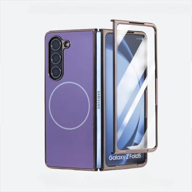 Imagem de Capa protetora de plástico com toque magnético galvanizado para Galaxy Z Fold6 (para Galaxy Z Fold6/roxa)
