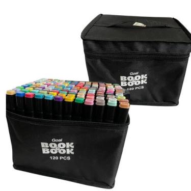 Imagem de Kit Canetas Marcador Para Colorir Ponta Dupla E 120 Cores - sem marca,