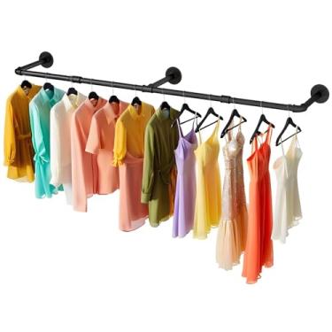 Imagem de Lohfgf Suporte de parede 152 cm, suporte de parede de tubo industrial, suporte de parede, barra de ferro resistente para lavanderia, armazenamento de armário, haste de pendurar multiuso, preto
