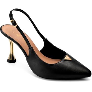 Imagem de Scarpin Feminino Lumiss Salto Alto Fino Metalizado Bico Fino preto35