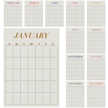 Imagem de Fullhawl Calendário de parede grande 2025 12 meses reutilizável calendário de parede 40,6 x 30,5 cm vertical sem restrição de ano grade em branco planejamento de volta às aulas para organização de