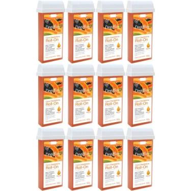 Imagem de 12UN Cera Refil Roll On Mamão 100g Depilação Depilflax