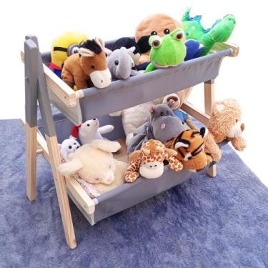 Imagem de Cesto Organizador Brinquedos Montessori Infantil Cinza - Memorita