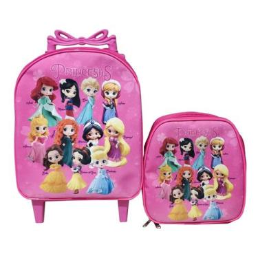 Imagem de Kit Mochila Escolar Princesas Baby Rosa Menina - DB