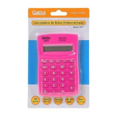 Imagem de Calculadora De Bolso Emborrachada 8 Digitos Rosa Gatte - Make