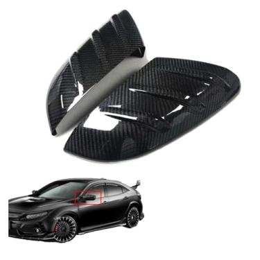 Imagem de Capa de espelho de fibra de carbono real compatível com Civic 10th Mugen Type-R FK8 2016-2021 Tampas de visão traseira externa do carro Complemento de concha de visão traseira(Carbon Fiber)
