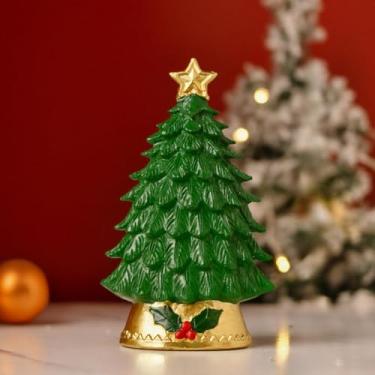 Imagem de Árvore de Natal alimentada por bateria, estatuetas colecionáveis, escultura, resina, artesanato, decoração, casa, escritório, festival, decoração de mesa, pequeno presente (verde)