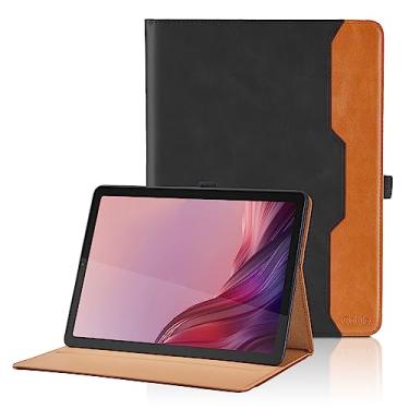 Imagem de Capa para Lenovo Tab M9 2023 de 2023 (TB-310FU) - Capa protetora de couro PU com alça de mão e bolso, preta