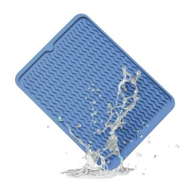 Imagem de ZLR Tapete De Silicone Para Secar Louça Bancada Cozinha, Ecológico Secagem Rápida, Multiuso Fácil Limpar, Descanso Panela Resistente Ao Calor, 30,5 Cm X 40,6 Cm, Azul-Líquen