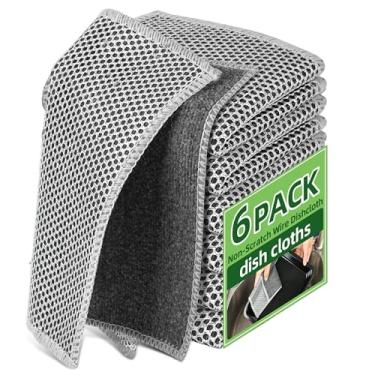 Imagem de 2025 NOVO Pano de prato multiuso sem arranhões, panos de lavar louça de arame macio seguros para panelas antiaderentes, esfrega e limpa pratos, pias, bancadas, fogões, fácil de enxaguar, durável (Novo