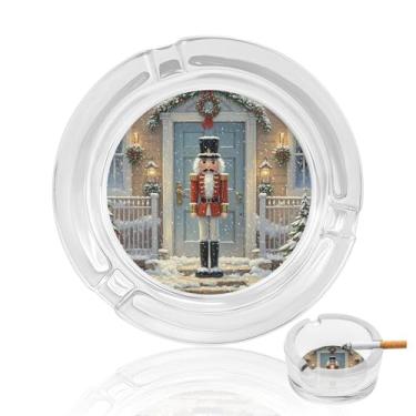 Imagem de Cinzeiro de vidro de cristal vintage quebra-nozes redondo, resistente, cinzeiro de fumar, portátil, decorativo, moderno, para uso em casa, escritório, interior, exterior, pátio