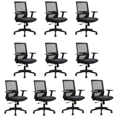 Imagem de Kit 10 Cadeiras Diretor Nr17 Office Chicago Preto