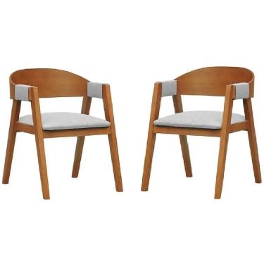 Imagem de Kit 2 Cadeiras Ravena Madeira Tecido Linho Minas Plac Cor Cinamomo