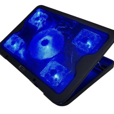 Imagem de Suporte Refrigerado Notebook Gamer 5 Coolers Preto Led Azul