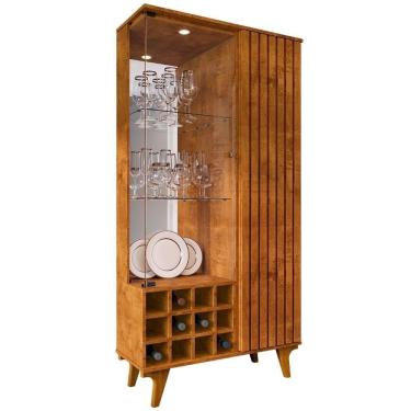 Imagem de Cristaleira Porta De Vidro Com Adega 91cm Lauana Naturalle B02 - Mpozenato