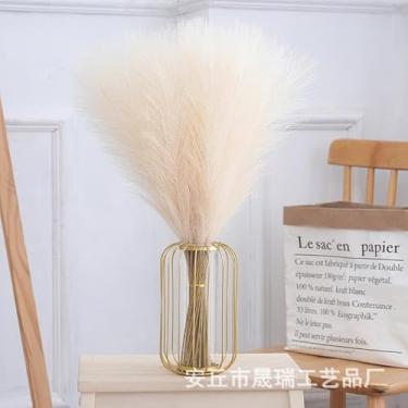 Imagem de kit 20 Flores artificiais de junco, rabo de cão e junco decorativo para arranjos florais(Bege,Aproximadamente 53 cm)