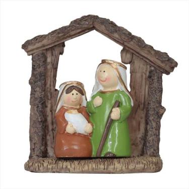 Imagem de Sagrada Familia Enfeite Natalino Vila Presépio Cerâmica 10Cm - Magizi