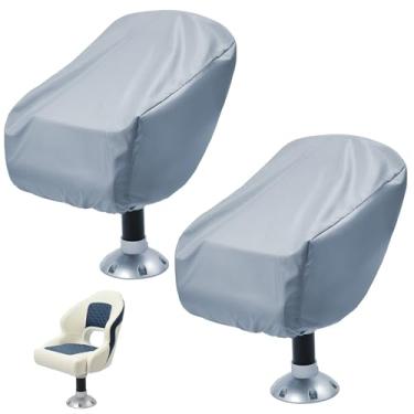 Imagem de Pacote com 2 capas de assento de barco - Capa de cadeira dobrável para barco resistente 900D à prova d'água - 45,7 cm L x 50 cm D x 35,5 cm A, cinza.