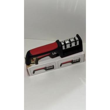 Imagem de Amolador de Facas 3 em 1 Profissional | Afiador Manual com 3 Etapas para Facas de Cozinha e Tesouras