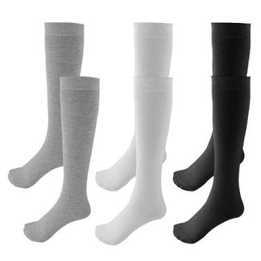 Imagem de Meias até o joelho, Topbuti, uniforme escolar, algodão, 3 pares, menin