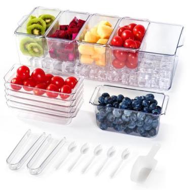 Imagem de Servidor de bandejas de condimentos refrigerados Luckore com 5 recipie