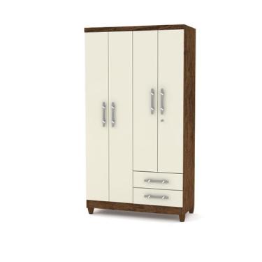 Imagem de Roupeiro Line de Solteiro 4 Portas Imbuia/Champanhe para Quarto Dormit