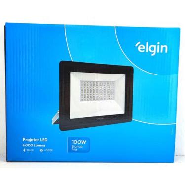 Imagem de Refletor Holofote LED 100W 6500K Elgin Preto Bivolt, Preto, Bivolt