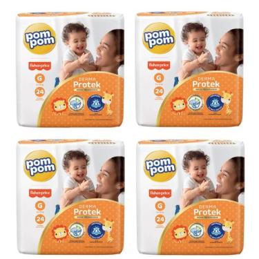 Imagem de Kit Fralda Pompom Derma Protek Jumbo  - Tam G- ATACADO BARATO - 96 Uni