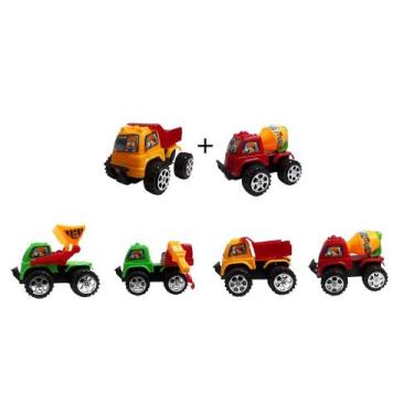 Imagem de Kit com 2 Mini Caminhões de Construção a Fricção - KOPECK